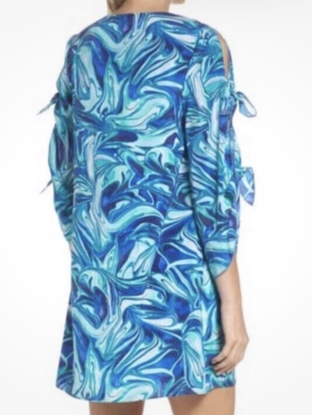 Lilly Pulitzer Blue Wave Print Silk Shift Dress